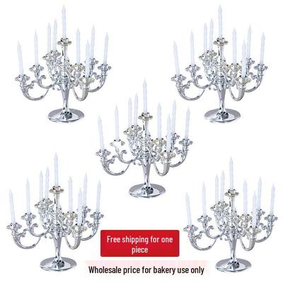 Vintage European Style Silver Candlestick Girl Cake Topper Ornament
