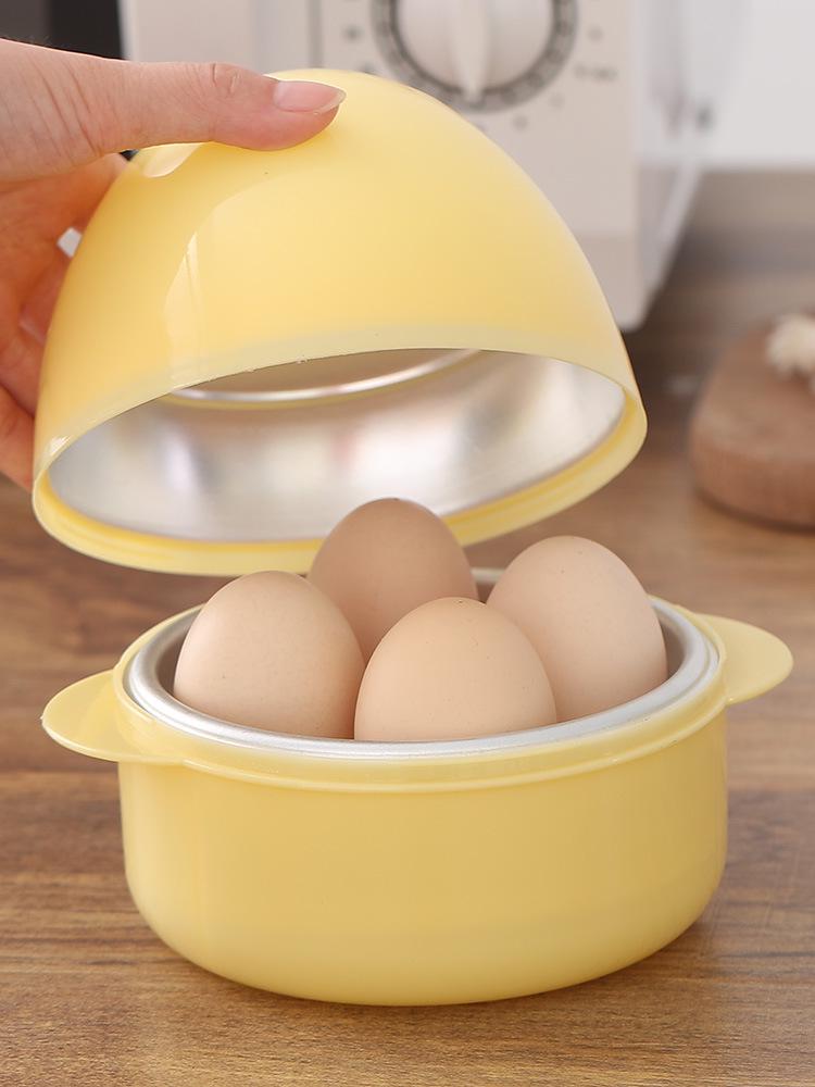 Eiförmiger Mikrowellen-Eierkocher: Dämpft 4 Eier, weich gekochte oder gedämpfte Knödel, Multifunktionales Frühstückswerkzeug.