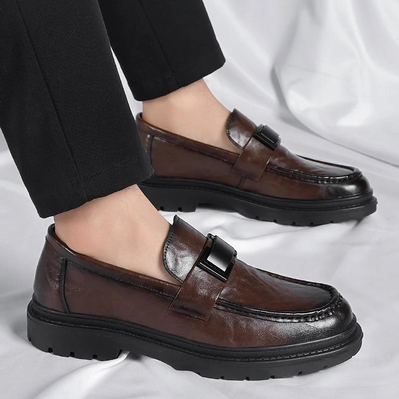 Fashion Luxury Mens Loafers Fashion Platform Outdoor Work Dress Shoes Italian Designer Slip On Casual Shoes Driving Boat Shoe Mocassins