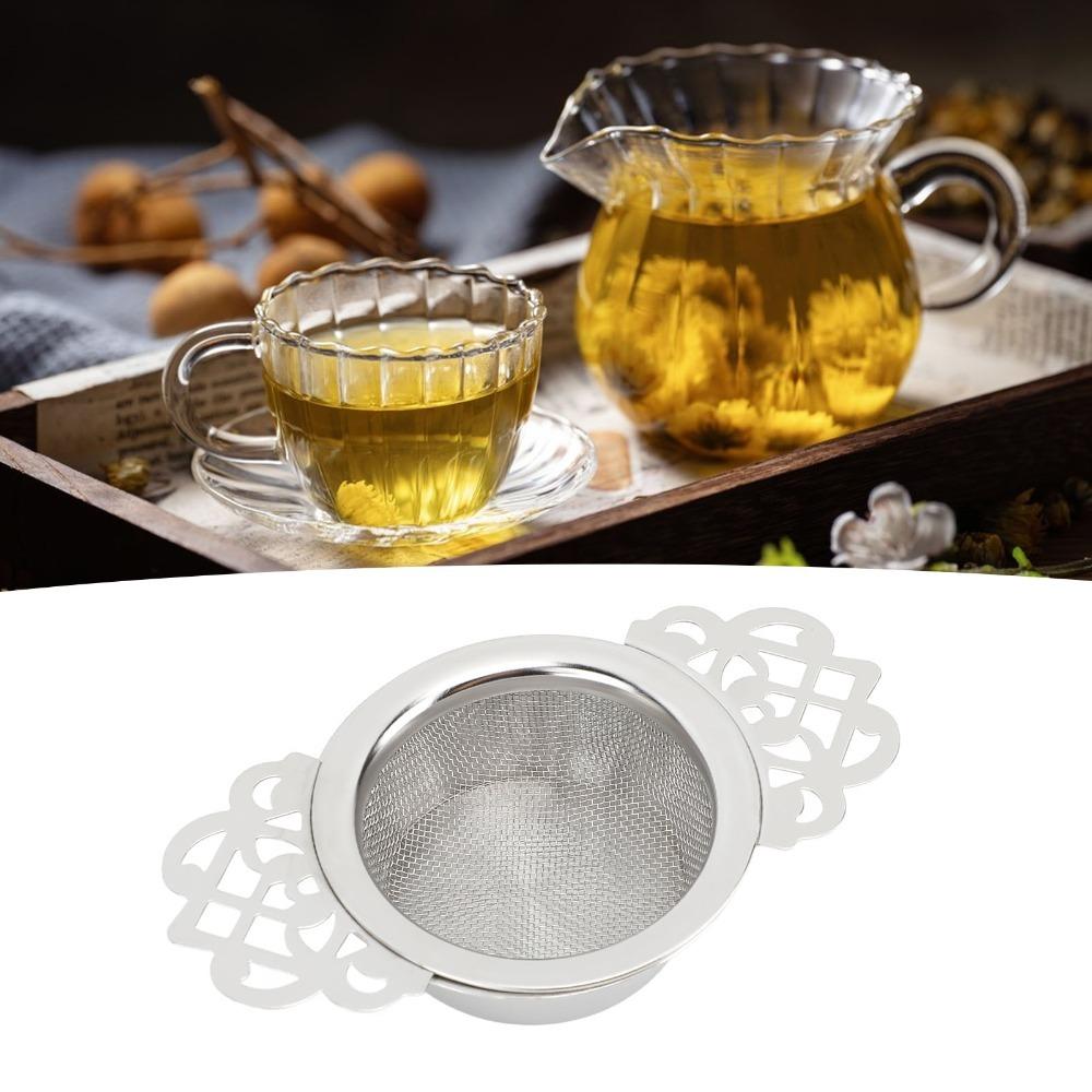 Fine Mesh Tea Strainer 304 Stainless Steel Loose Leaf Tea Infuser  Brewing Filter Tea Silver Flower Style