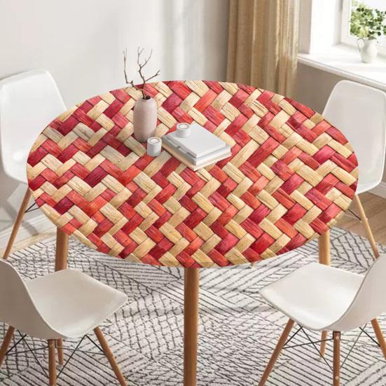 Round Table Cover 47.24" Washable Tablecloth with Elastic Edge 3D Stain-Resistant Table