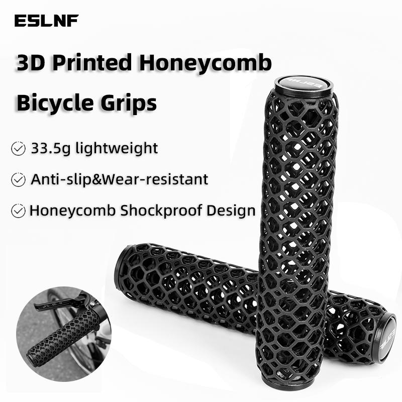 ESLNF 3D Printed Bicycle Handlebar Grips Honeycomb Mountain Bike Grip 3D Printed MTB Grips Ultralight Bicycle Handle чёрный