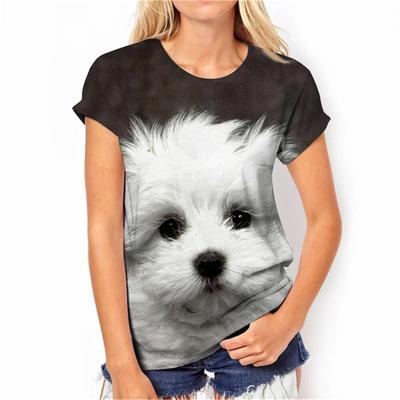 Harajuku Women's T Shirt Cartoon Dog 3D Print Sexy O-neck Short Sleeve Summer Element Fashion Street Comfortable Ladies Casual