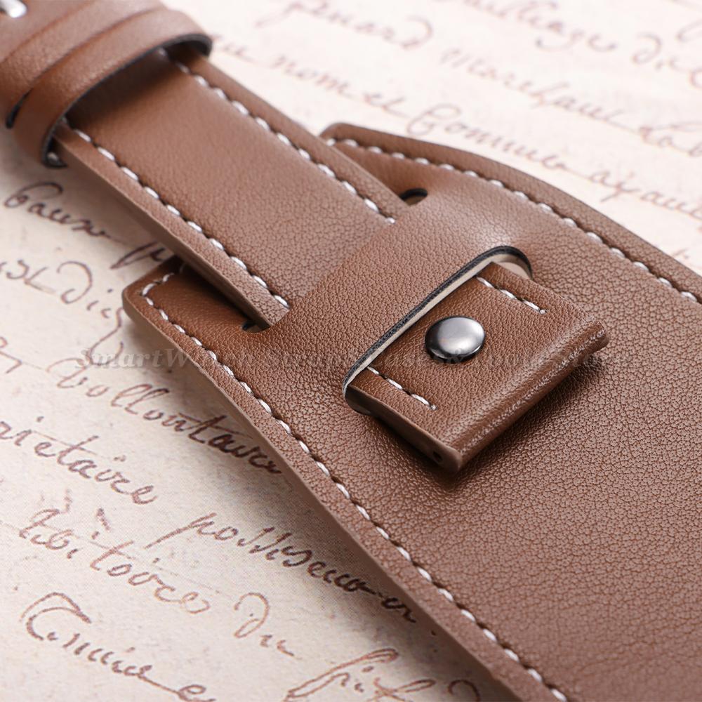 20/22/24mm Bund Strap Men's Vintage Cowhide Cuff Watch Band Pin Buckle Bracelets Deep Brown Black Light Brown Color Watch Strap