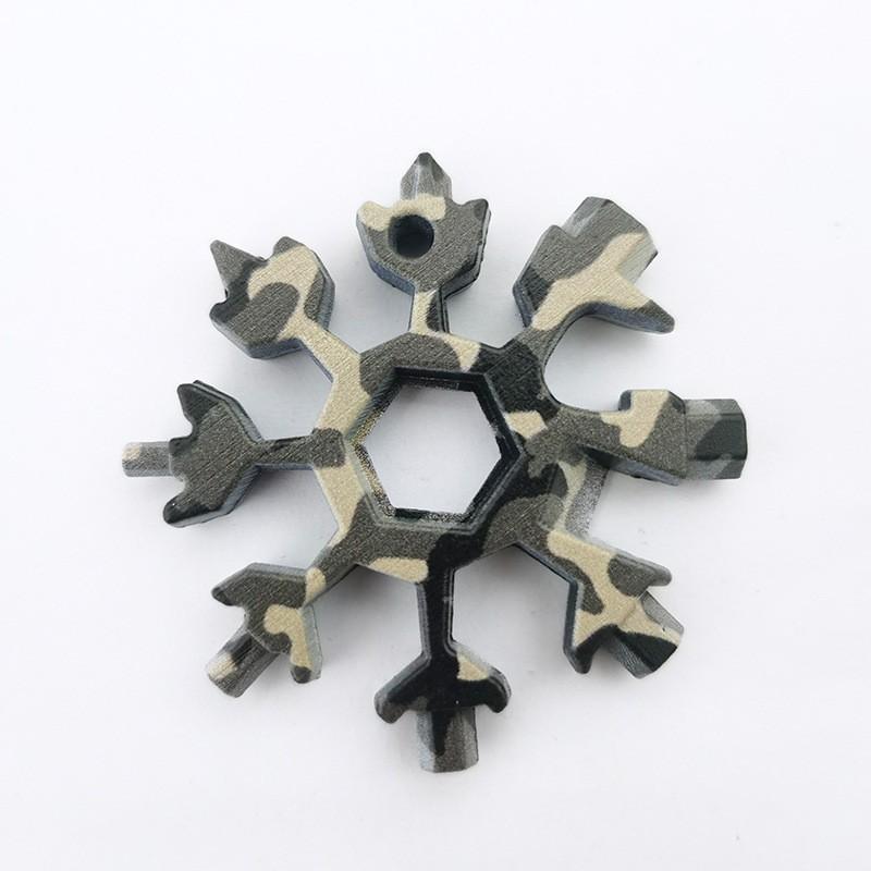 Portable 18 In 1 Mini Snowflake Multi Pocket Tool Spanner Hex  Multipurpose Camp Survive Outdoor Hike Key Ring Key Chain