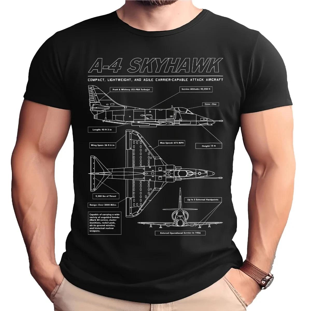 A-4 Skyhawk Schematic Blueprint Style Black Adult Shirt XL