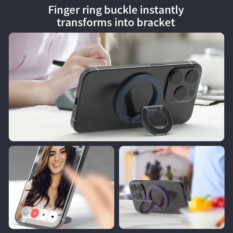 Magnetic Phone Finger Ring Holder 360 Degree Rotation Mobile Phone Stand For MagSafe Magnet Bracket For iPhone 16 15 14 Samsung