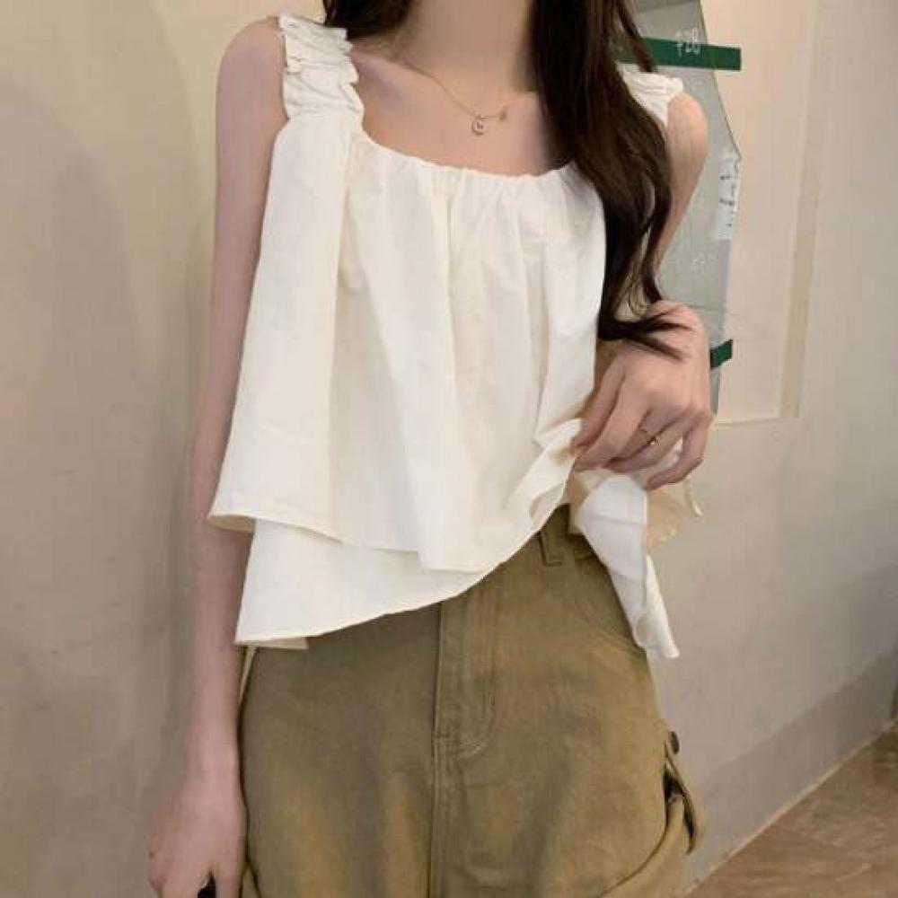 Shop Women Layered Frill Sleeveless Blouse Won Wbl Wff8a8a