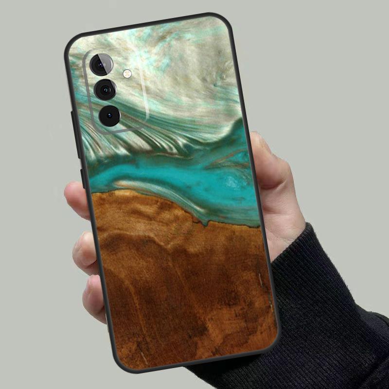 Wood Resin Pattern Case For Samsung Galaxy A54 A34 A14 A36 A56 A06 A13 A53 A32 A12 A22 A52 A35 A17 A16 A55 A15