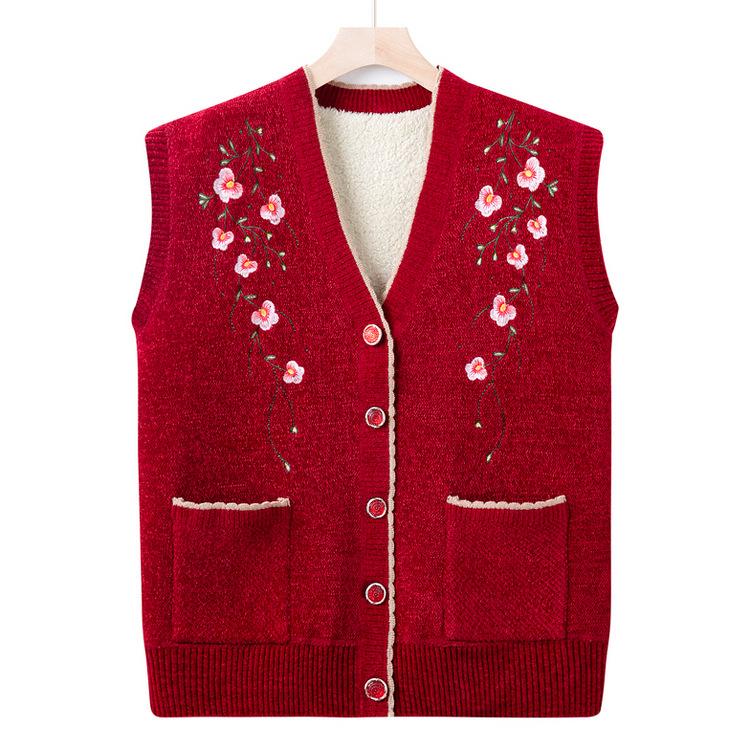 

Пожилые мамы в осенне-зимней модной жилетке-свитере плюс бархатная теплая вязаная куртка, жилет для среднего и пожилого возраста, жилет для пожилых, жилет для пожилых 2XL