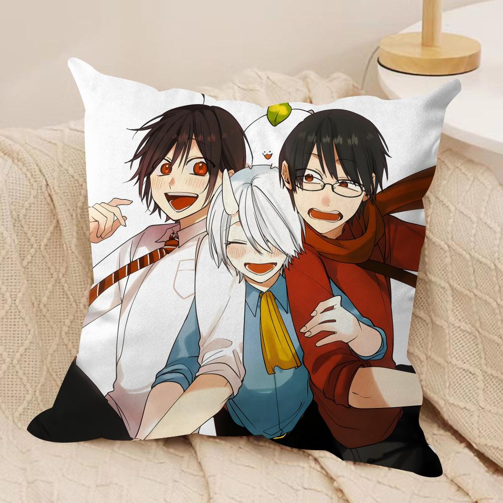 Y-YOUKAI GAKKOU NO SENSEI  Cushion Cover Silky Short Plush Sofa Pillow Cover Hidden Zipper Soft Dustproof Case for Home Decor