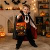 LED Halloween Candy Bag Set of 2, Round Bucket Style with Carry Handle, Polyester Treat Bag Pair for Candy Pickup, Table Accent, and Seasonal Display