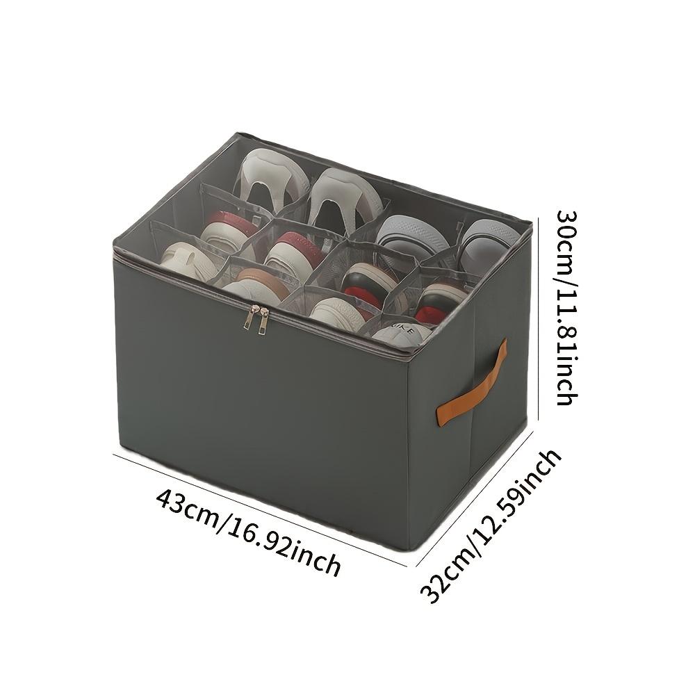 1 Stück Platzsparende Schuhaufbewahrungsbox mit transparentem Deckel – Stapelbarer, faltbarer Organizer für Schuhe und Kissen, Beiges Stoffdesign