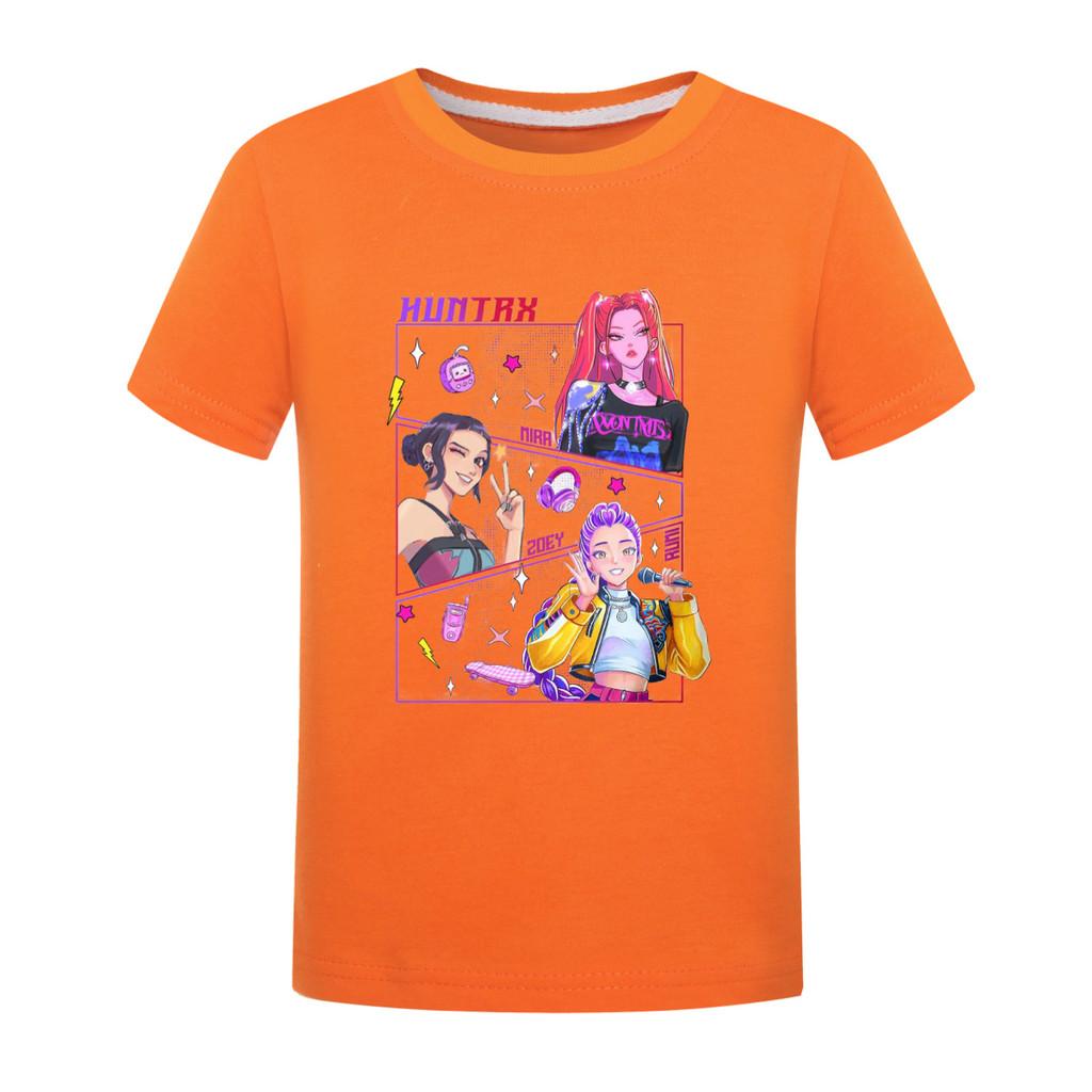 

5041 Kids Girls Boys Rumi Mira Zoey Print Casual Cotton Short Sleeves T-Shirt 170cm помаранчевий