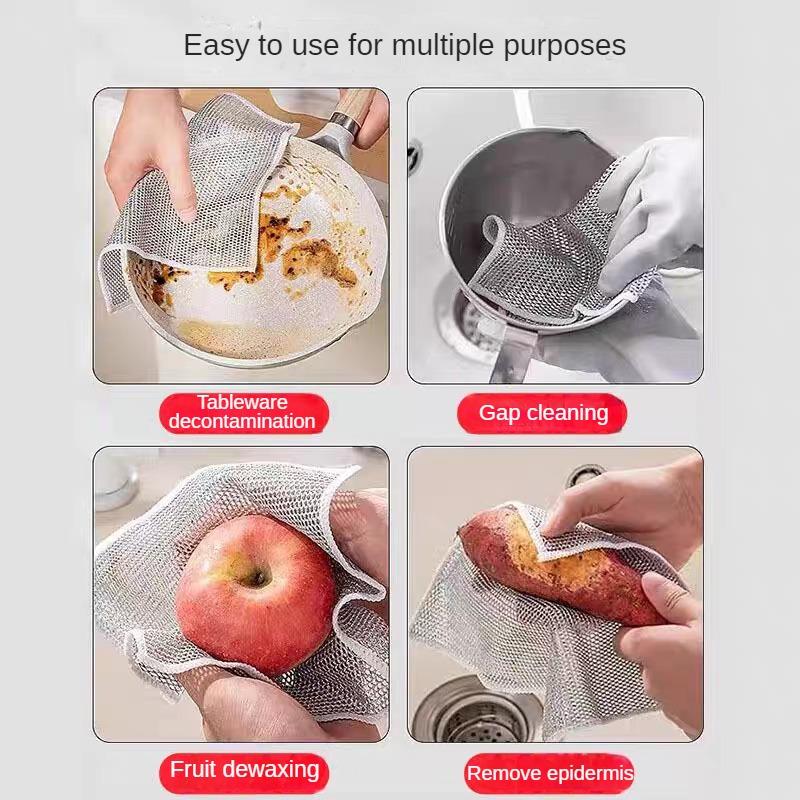 Magic rengjøringsklut fortykket dobbeltsidig metall ståltråd filler Kjøkken tallerken Gryte Vaskekluter Håndkle Kjøkkentilbehør