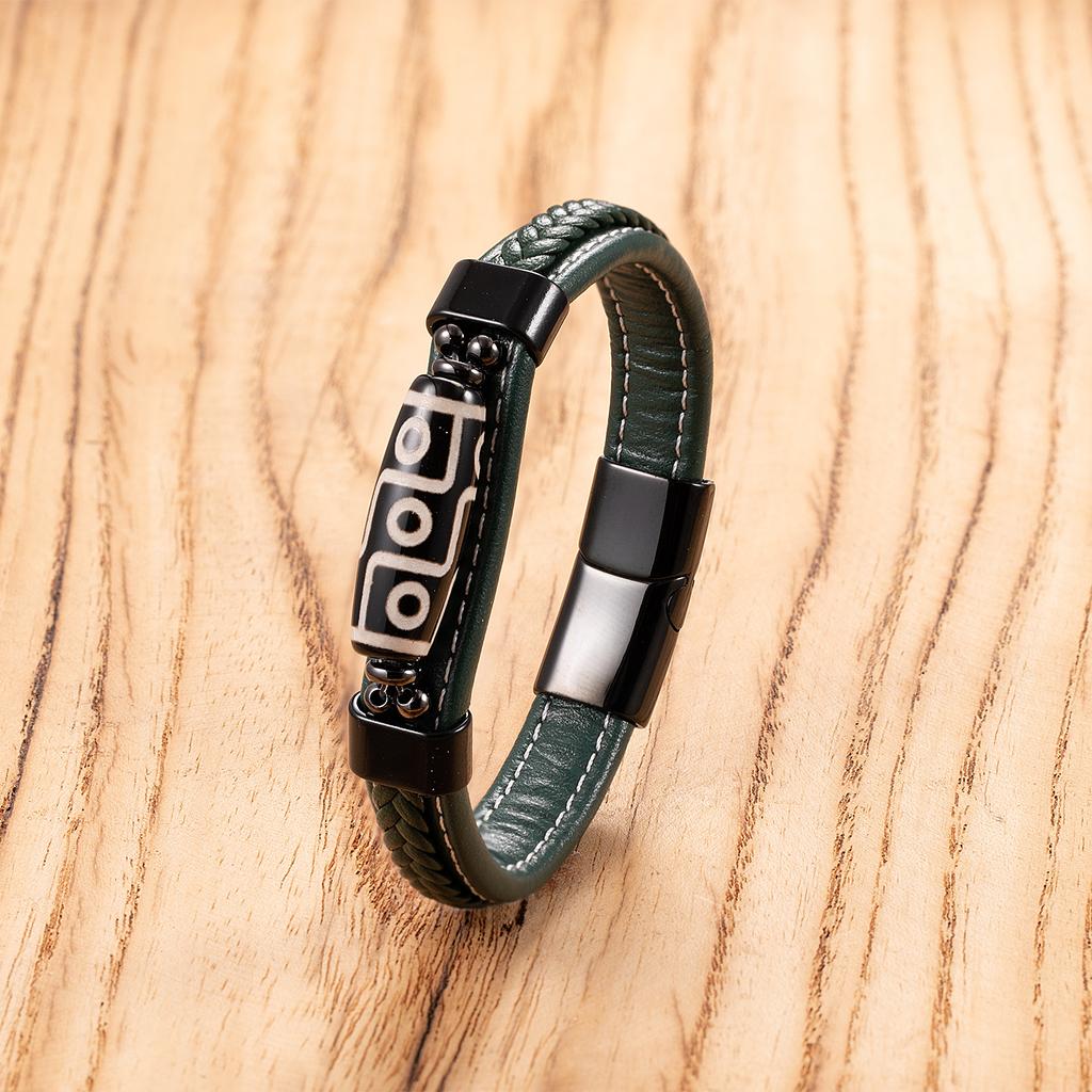 2026 Magnet Buckle Leather Bracelet Tibetan Nine-eye Rope Bead Bracelet Men's and Women's Hand-woven Ethnic Style Bracelet