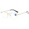 Memory Discoloration Multi-Focus Reading Glasses Anti-Blue Half-Frame Glasses Elderly Glasses Metal Cross-Mirror Men'S Reading Glasses