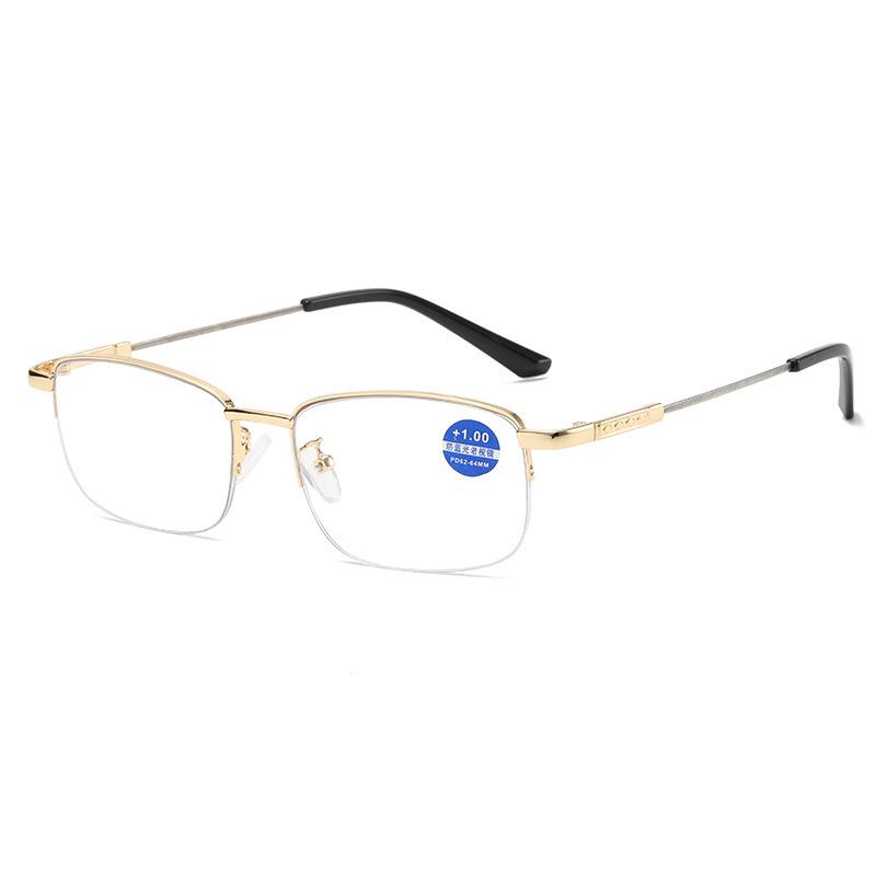 

Male Business Anti-Blue Light Female Middle-Aged And Elderly Old Light Ultra-Light Memory Titanium Alloy Half Frame Presbyopia +100 degrees