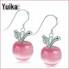 Weihua Korean Style Silver-Plated Apple Earrings with Cat's Eye Stone - Women's Christmas Jewelry
