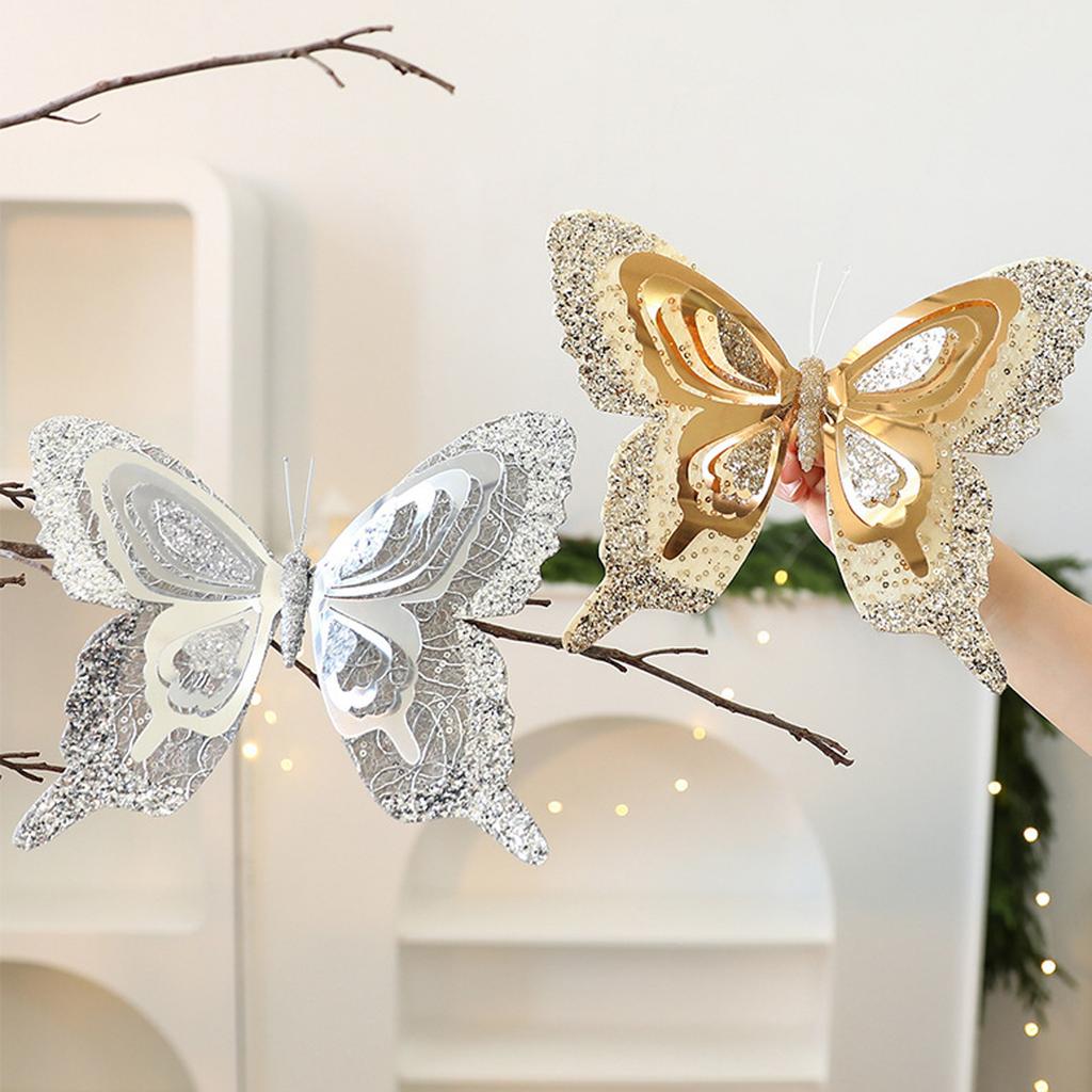 Simulation Butterfly Ornaments Christmas Tree Decoration Sequin Butterfly Christmas Decorations Window