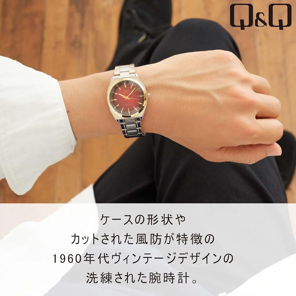 Citizen Q&Q Analog Waterproof Watch Metal Band QB78-402 Men's Red