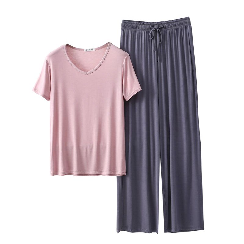 Women's Loose Casual Pajama Sets V-neck T-shirt and Pants