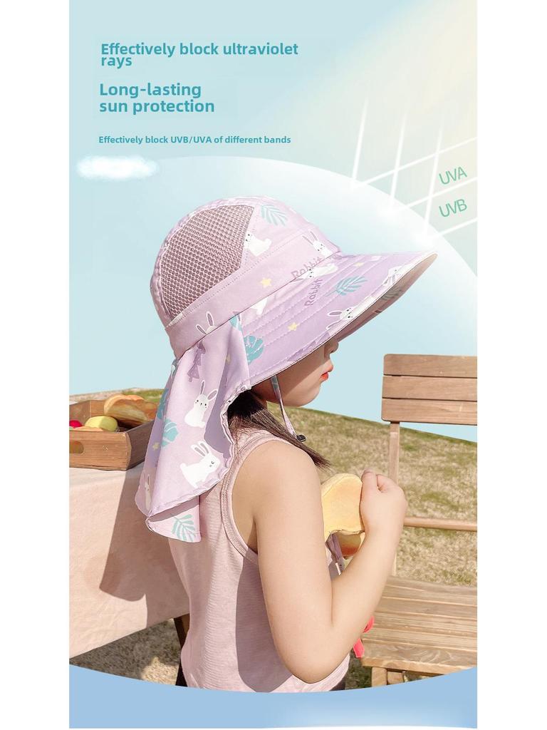 Dziecięcy kapelusz przeciwsłoneczny na lato: Ochrona UV, Uroczy design z szerokim rondem dla dziewczynek i chłopców