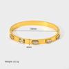 Ins Retro Light Luxury Stainless Steel Emerald White Square Diamond Buckle Bracelet Plated with 18K Gold Waterproof Jewelry Women