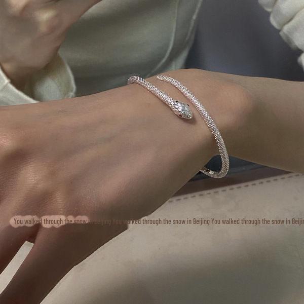 

Тонкий серебряный браслет-змейка - женский модный хип-хоп легкий роскошный