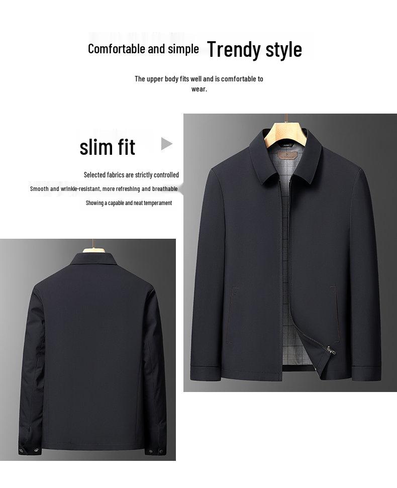 Men's Versatile Business Casual Lapel Jacket - Spring/Autumn 2026 High-End Executive Style for Middle-Aged Men