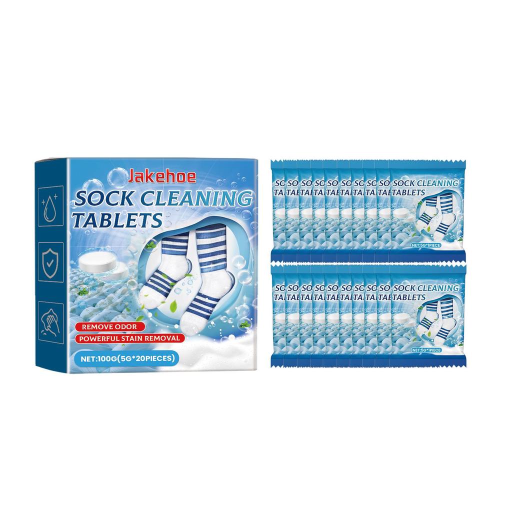 Jakehoe Sock Cleaning Tablets Gently Clean Socks of Stubborn Dirt, Stains and Odors with Multi-purpose Cleaning Tablets.