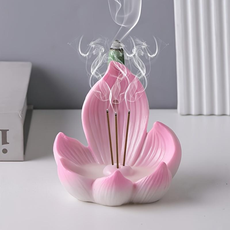 

1 lotus-shaped incense cone, multifunctional home decoration, suitable for yoga and meditation рожевий