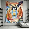 Bluey Cartoon Poster Wall Hanging Printed Fabric Blanket Decorative Tapestries for Bedroom Living Room Home Decor