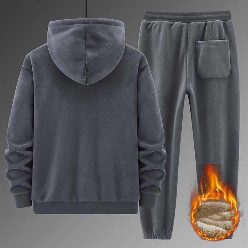 Men's Winter Sports Set Warm Hoodie Wool Fitness Sportswear