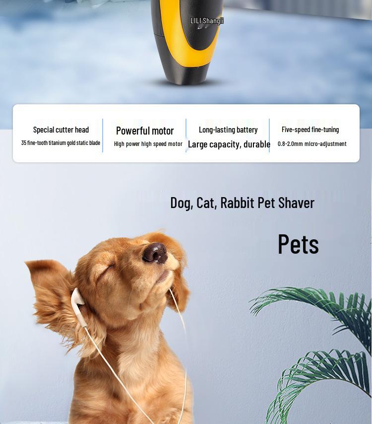 Lili Rechargeable Pet Hair Trimmer for Cats, Dogs, and Rabbits - Universal Electric Clipper for Long Hair 