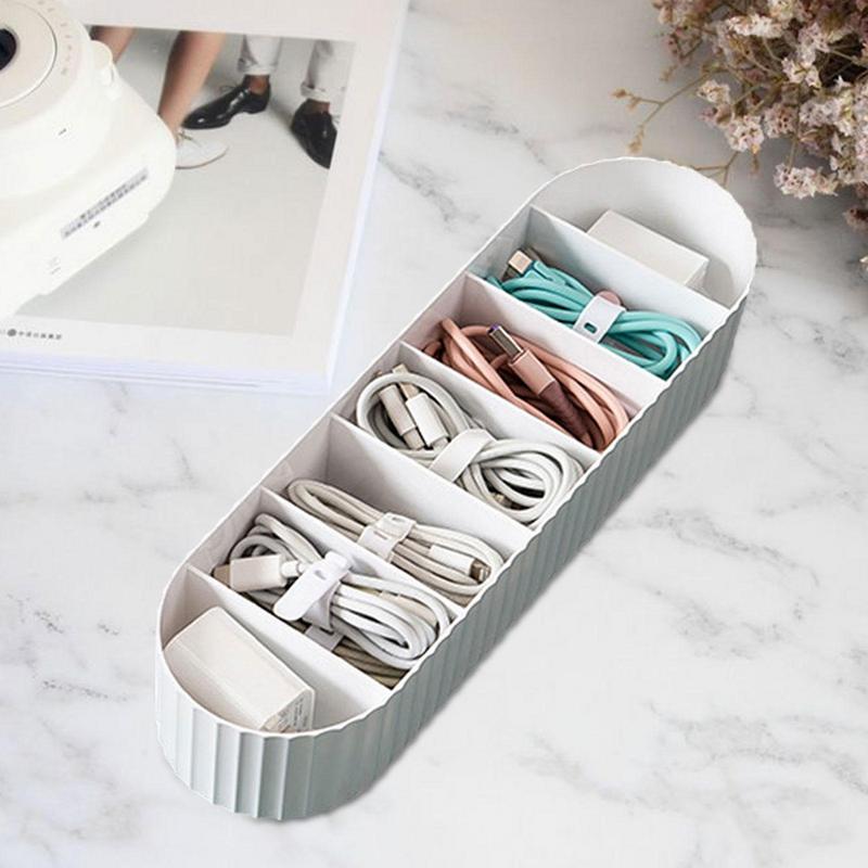 Cable Management Box 7 Compartment Electronics Management Organizer Large Capacity Electronic Accessories Storage Case For