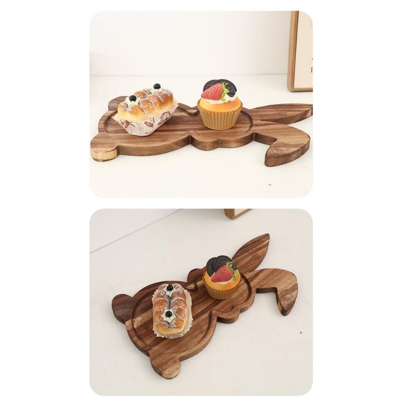 Adorable Rabbit Shape Wood Tray for Family Gatherings Childrens Birthday Parties and Serving Snacks Safely