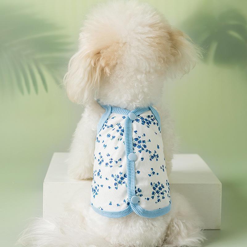 25 Years Old New Spring and Summer Small Floral Breathable Two-legged Vest Teddy Than Bear Cat Pet Clothing Dog Clothes