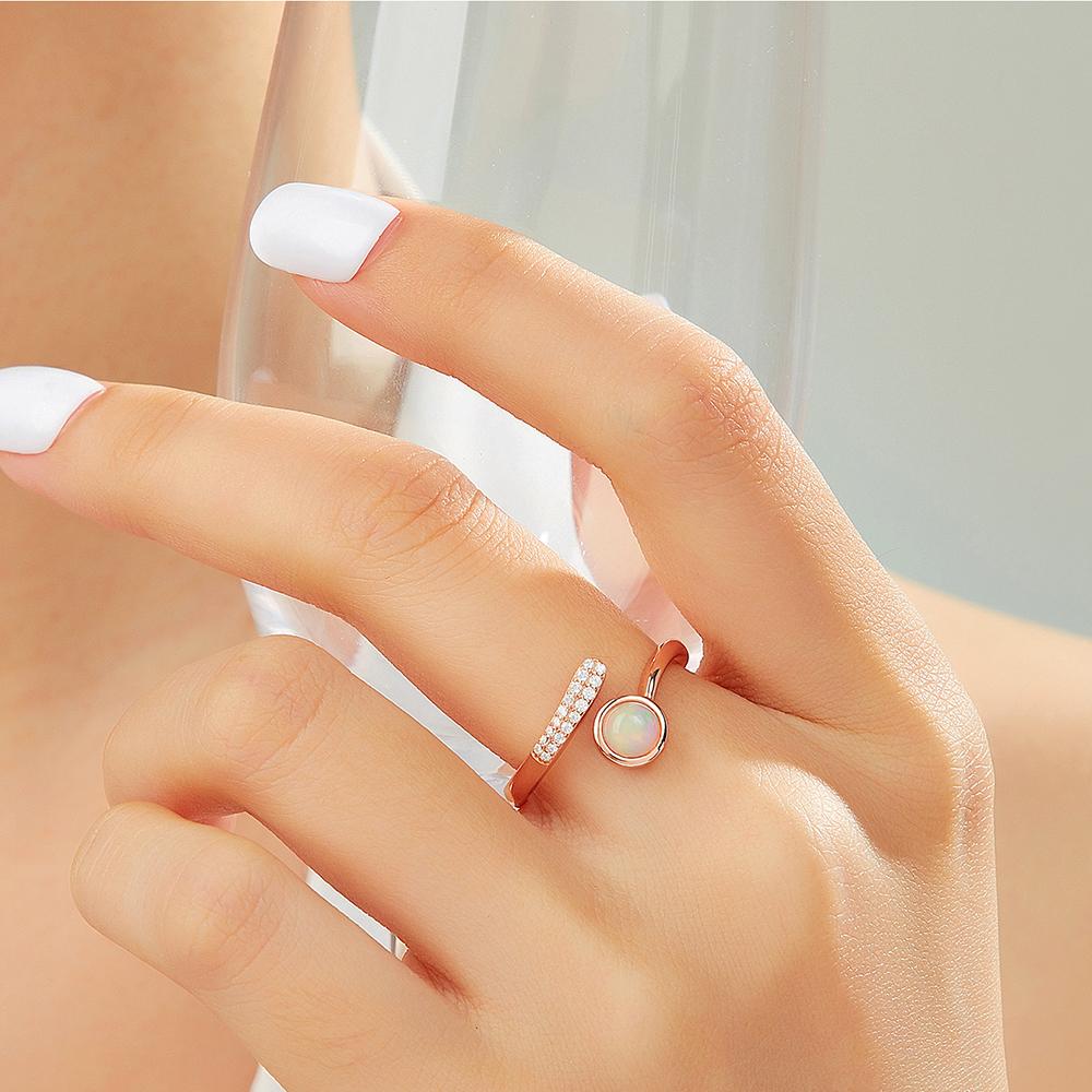 Rundes Tropfenform-Design, natürliche Opal-Ohrringe, verstellbarer Ring-Schmuckset, 925er Sterlingsilber, Damen-Schmuck für den täglichen Gebrauch