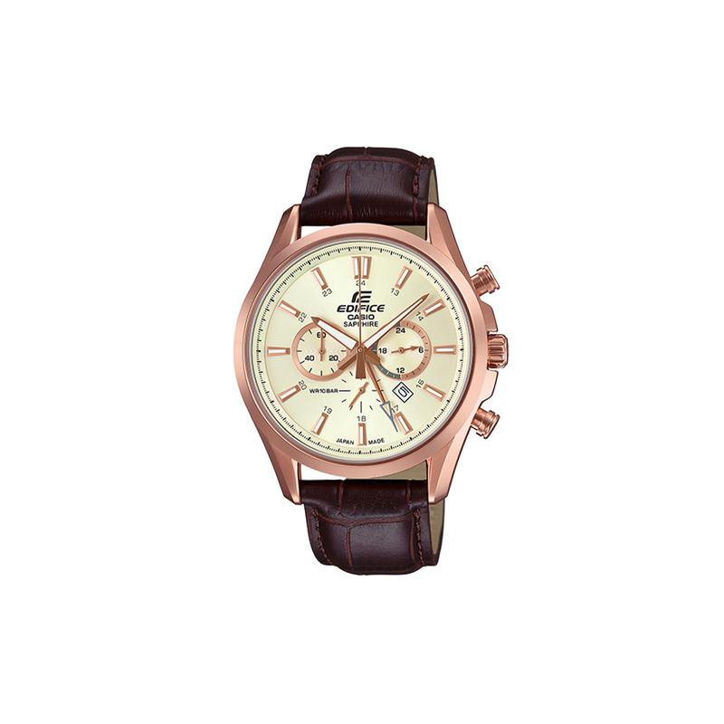 

Casio EDIFICE series 100 meters waterproof quartz movement leather strap Japanese and Korean watch men s watch yellow dial EFB-504JGL-7A жёлтый