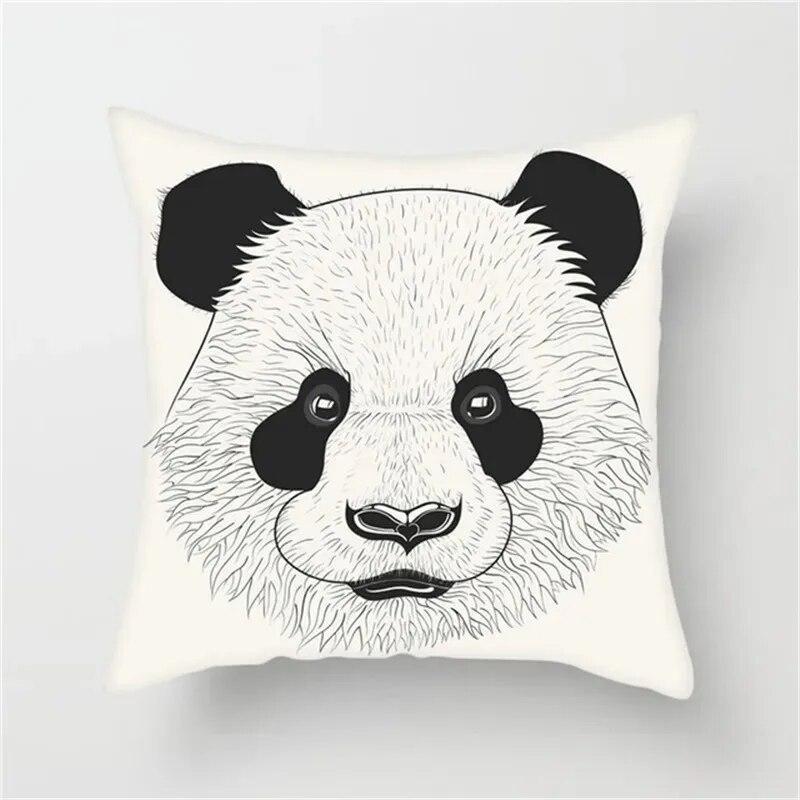 Cute Panda Cartoon Print Pattern Living Room Sofa Car Cushion Cover Luxury Home Decoration Pillow Cover