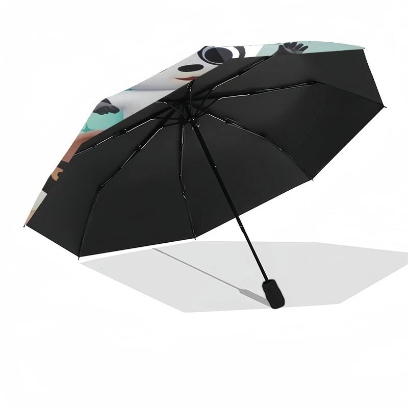 Panda Bing Bunny Themed Automatic Opening and Closing Umbrella, Compact Travel Umbrella, Lightweight and Portable, Suitable for Beach Commut