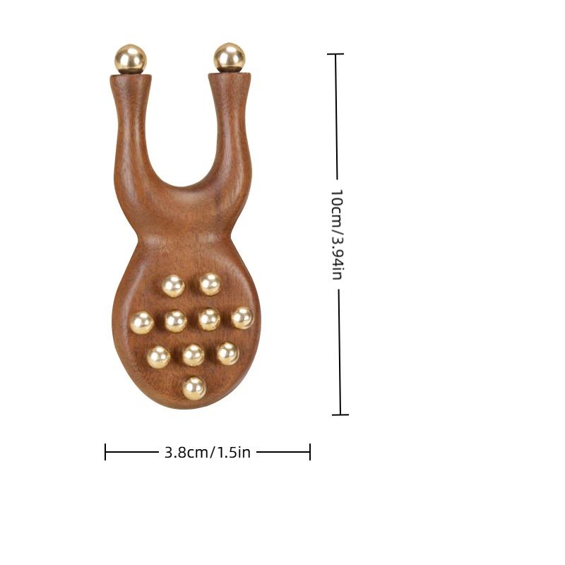 12 Kupferperlen Guasha Gesichtsmassagegerät Sandelholzgriff Faszienlifting Gesicht Manuelles Massagegerät Antistatisch Froschform Handheld