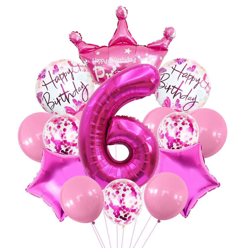 Rose Red Crown Aluminum Film Balloon Set Baby Birthday Party Balloon Birthday Digital Baby Shower Arrangement