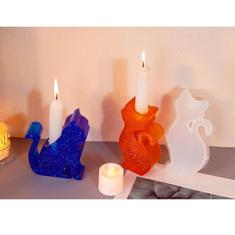 Kerzenhalter Harzformen Katzenform Kerzenständer Silikonform Einzigartiger Tierkerzenständer Epoxidgussform DIY Bastelarbeiten
