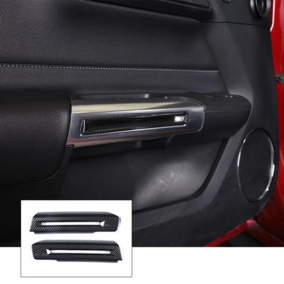 Interior Door Armrest Handle Decor Cover Trim For Ford Mustang 2015+Carbon Fiber
