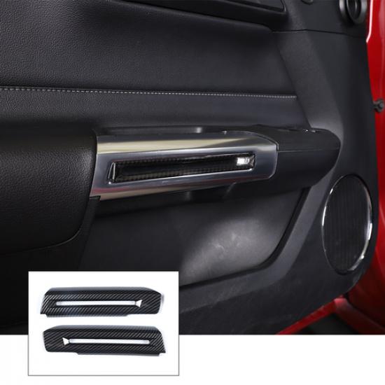 Interior Door Armrest Handle Decor Cover Trim For Ford Mustang 2015+Carbon Fiber