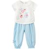 Balabala Girls' Ruffled Short-Sleeve Two-Piece Set