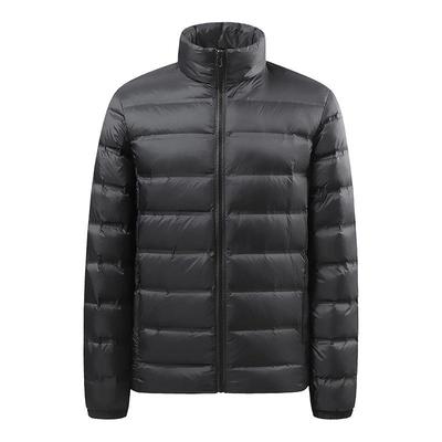 Men's Black Lightweight Down Jacket Stand Collar Warm Winter Puffer Coat
