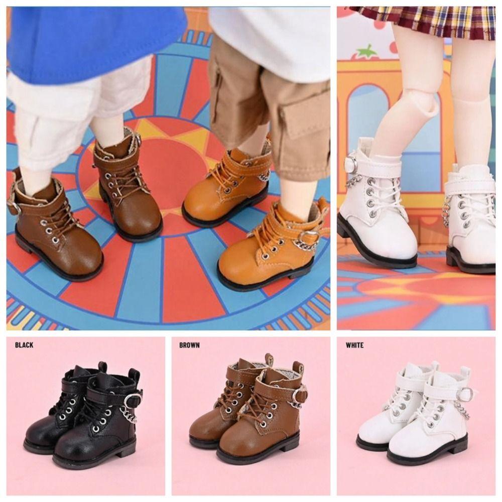 

Chain Boots 15cm Doll Leather Shoes PU Leather 1/6 Bjd Doll Shoes Children Toys чёрный